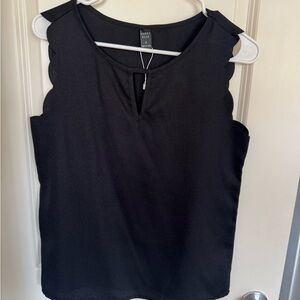 Elegant Black Scalloped Blouse